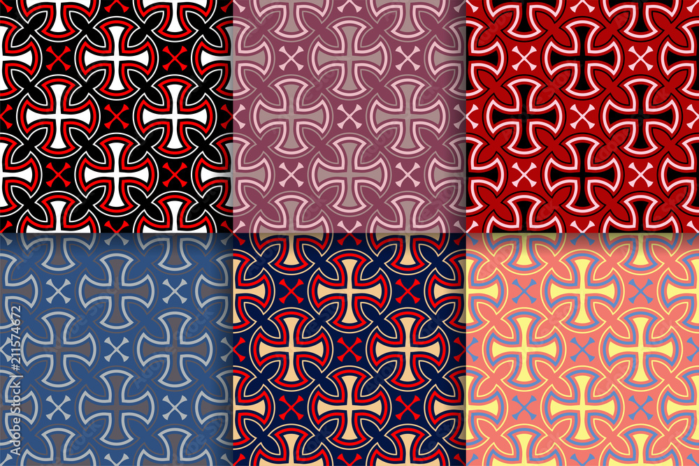 Obraz premium Abstract geometric seammles pattern. Colored collection backgrounds.