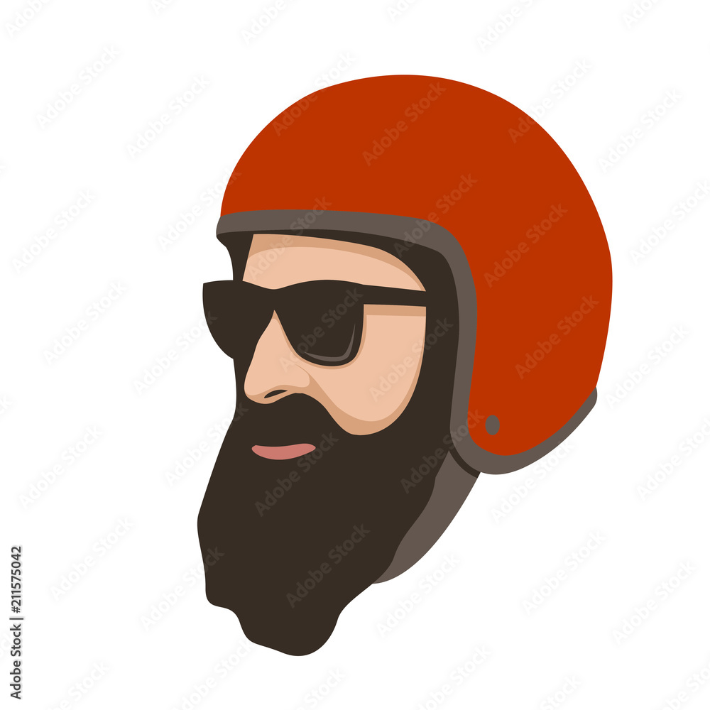 biker in a helmet face vector illustration flat 