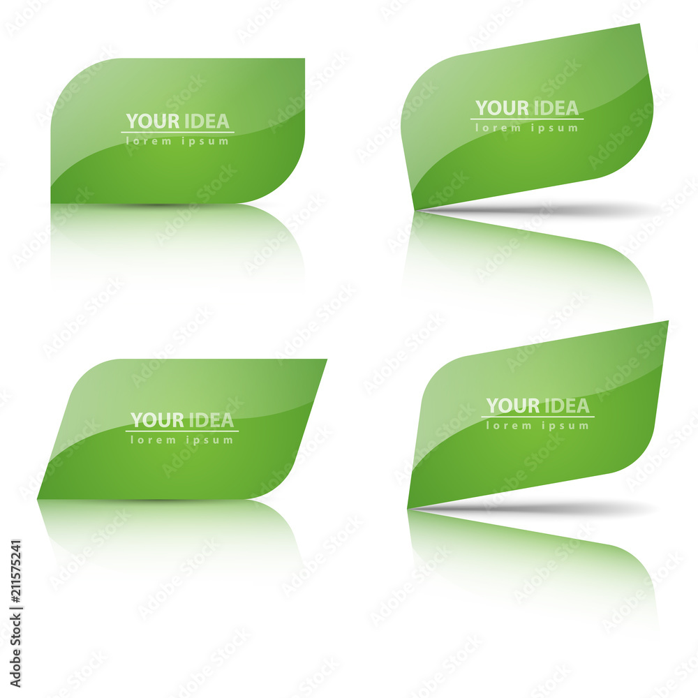 Green leaf banner with reflect. Vector eps 10. Green leaf banner with reflect. Vector eps 10.