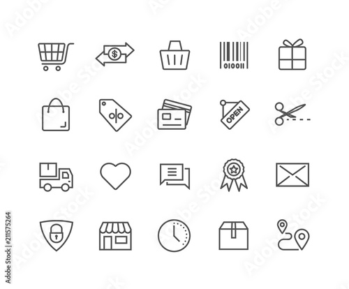 Simple Set of Shopping Online vector thin line icons, Editable Stroke linear symbols