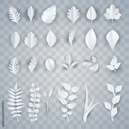 set of white paper leaves