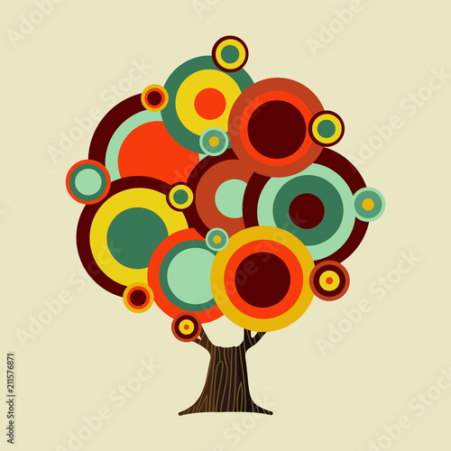 Retro color shapes concept tree decoration © Cienpies Design