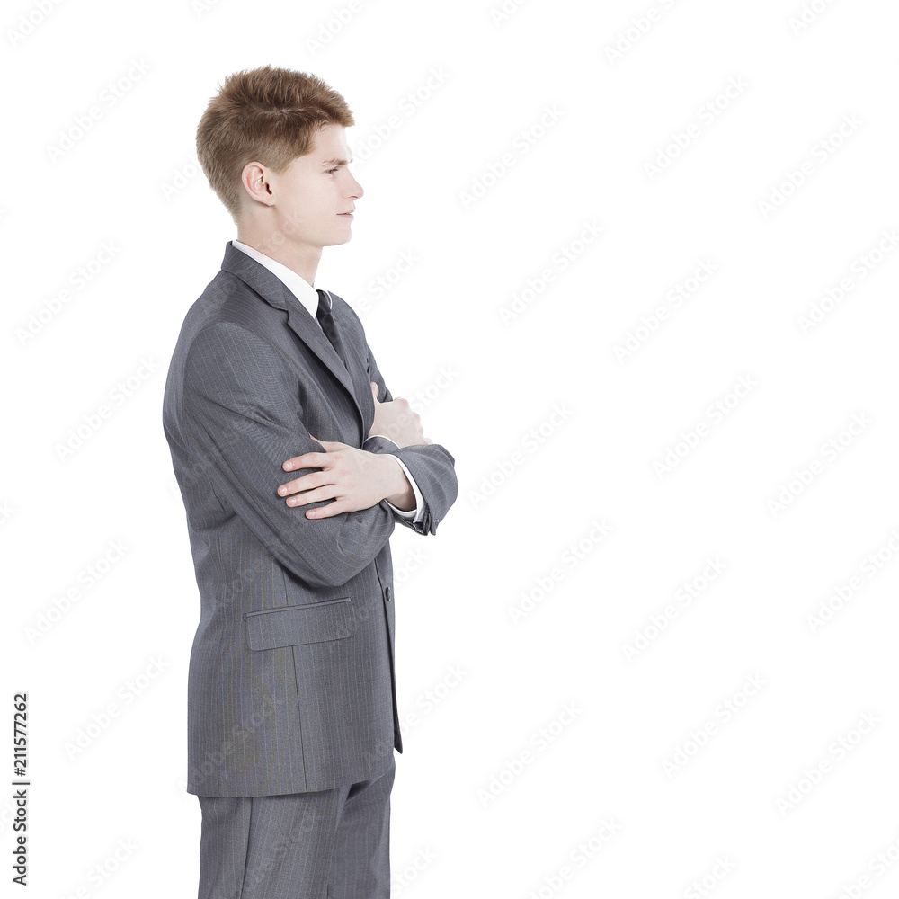 side view.young businessman looking at copy space side view.young businessman looking at copy space