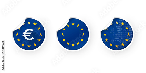 European Union, EURO, EU icons stickers set