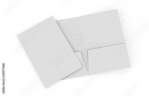 Fototapeta Blank white reinforced A4 single pocket folder on isolated white background, 3d