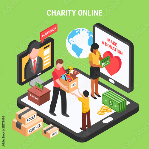 Charity Online Isometric Composition