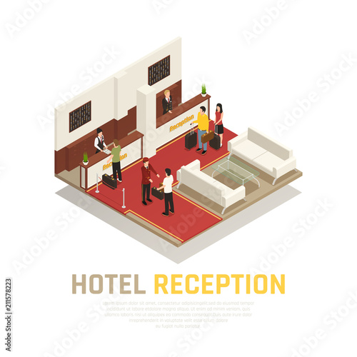Hotel Reception Isometric Composition