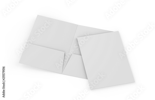 Blank white reinforced A4 single pocket folder on isolated white background, 3d illustration © devrawat21