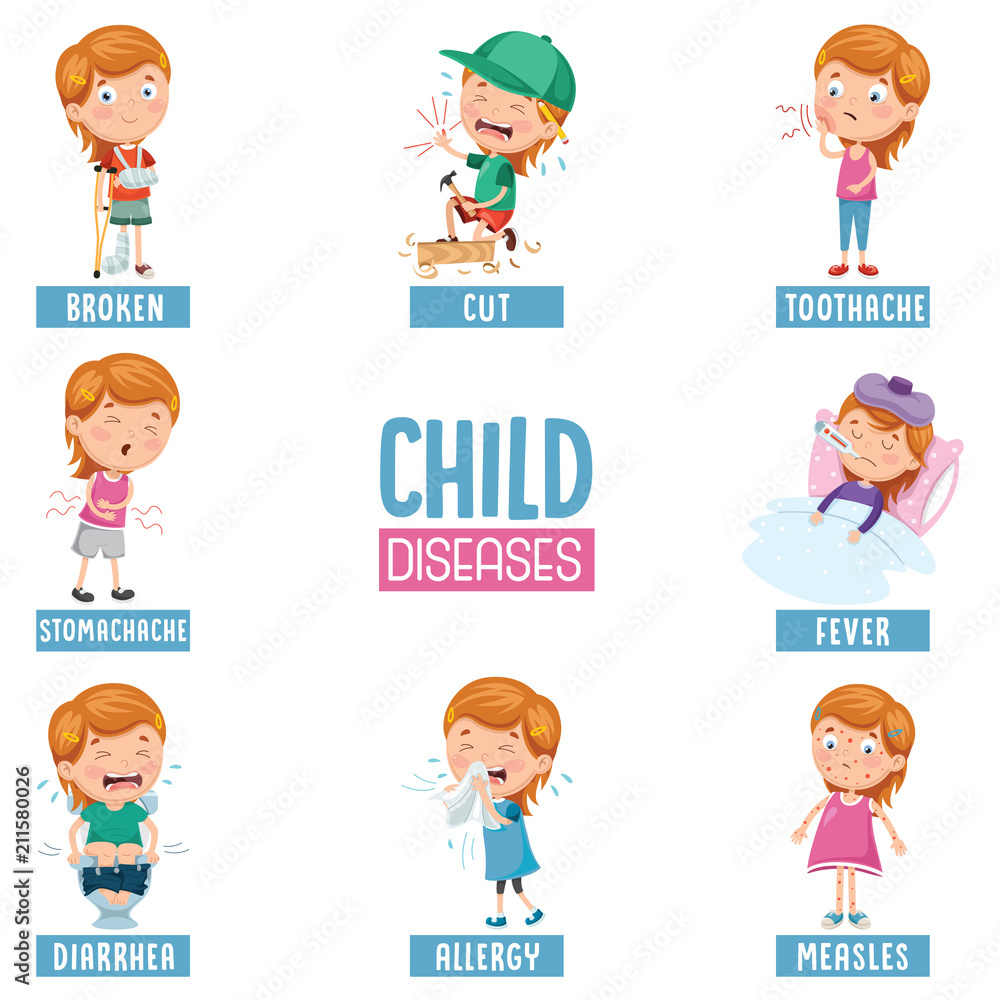 Vector Illustration Of Child Diseases