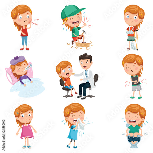 Vector Illustration Of Child Diseases	