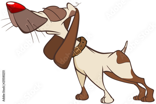  Illustration of a Cute Hunting Dog. Cartoon Character