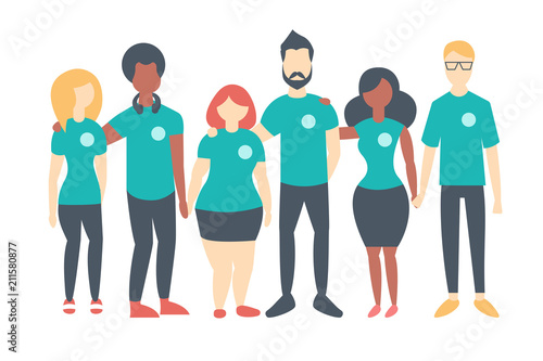 Group of Volunteers wearing same color t-shirts photo