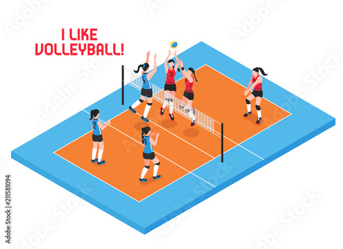 Volley Ball Isometric Illustration