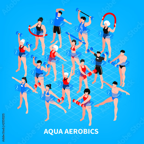 Aqua Aerobics Isometric Composition