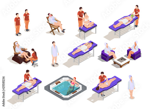 Spa Salon Isometric Icons