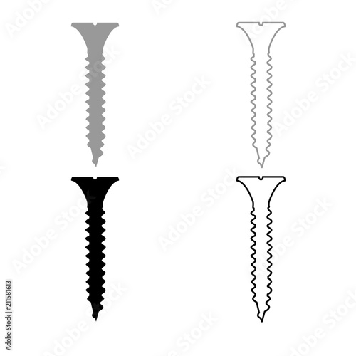 Screw icon outline set grey black color