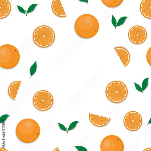 Creative seamless oranges summer pattern vector background.