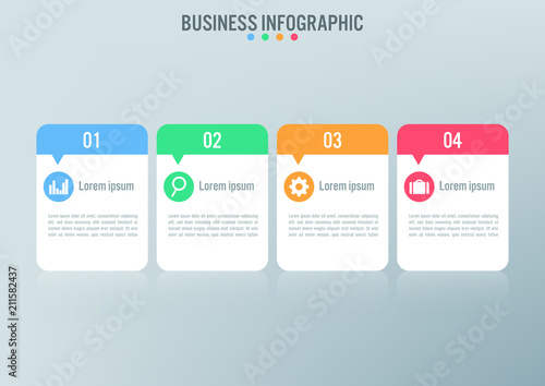 Business infographic template with 4 options, Abstract elements diagram or processes and business flat icon, Vector business template for presentation.Creative concept for infographic.