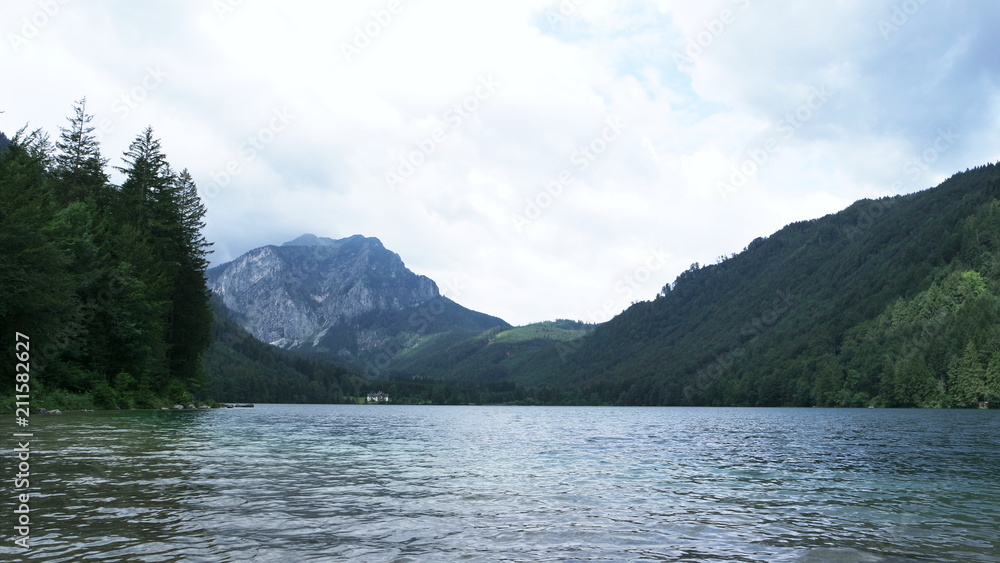 Beautiful lake Vonderer Langbathsee in Austria in summer