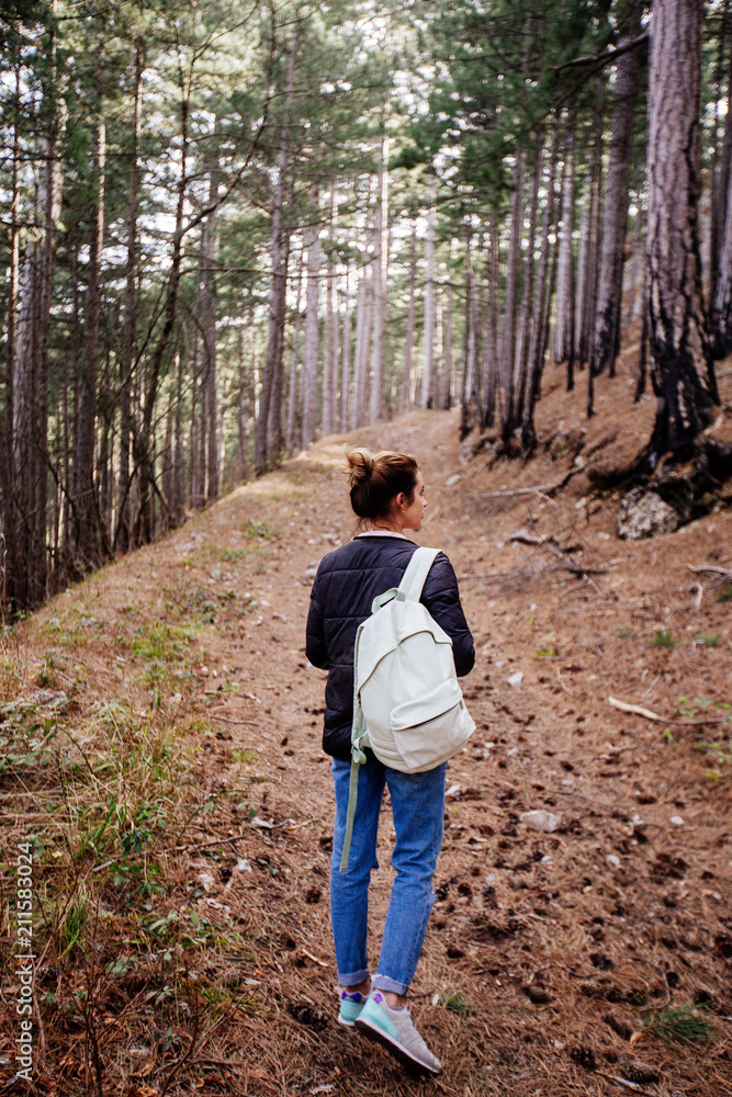 Women's backpack on the shoulder. Women's backpack on the shoulder.
