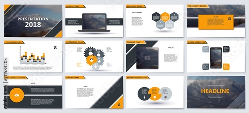 Presentation template for flyer, brochure, product, promotion, advertising,  report, banner, business, modern style on black and blue color background. vector illustration