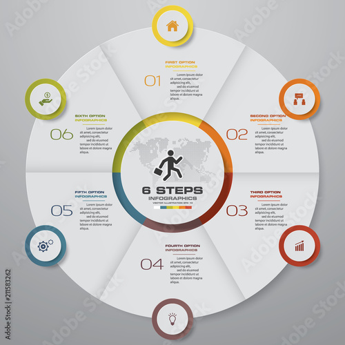 6 steps cycle chart infographics elements.EPS 10.