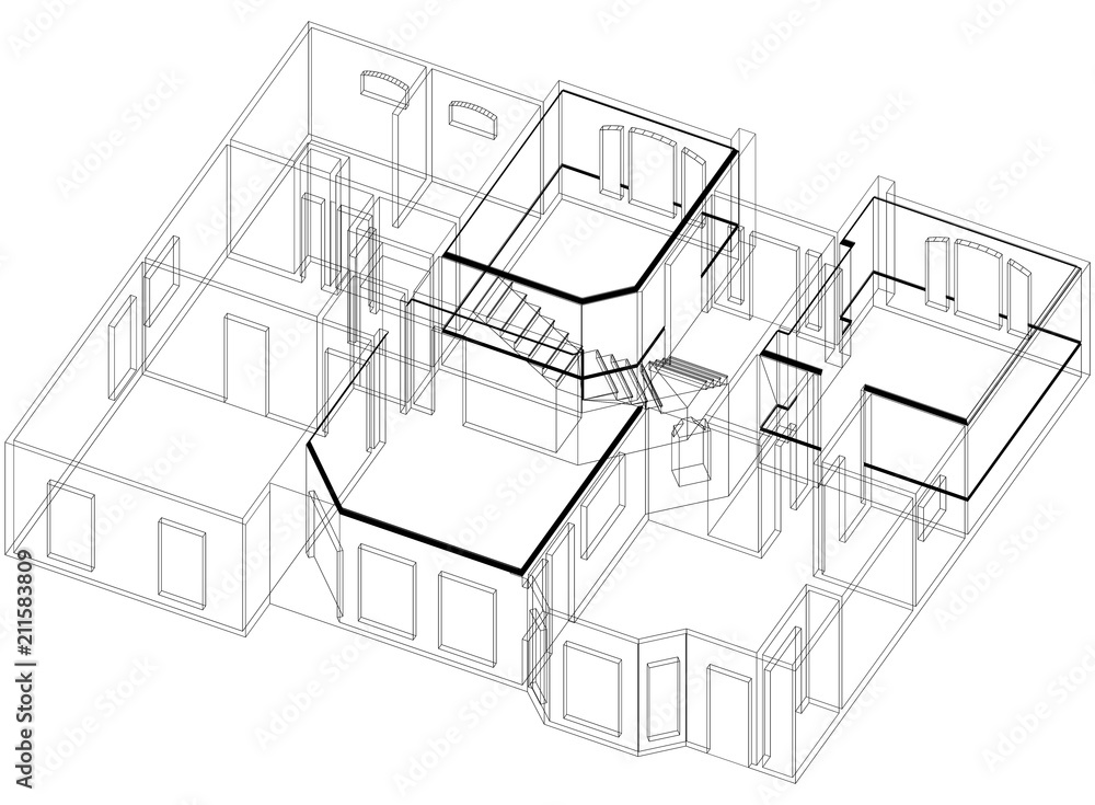 House Plan Architect Blueprint - isolated
