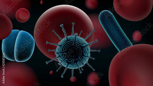 Common Human Virus Or Bacteria Under A Microscope Close Up