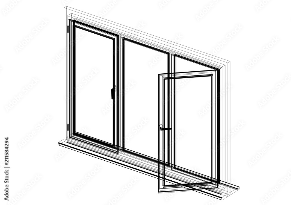 Windows Design - Architect Blueprint - isolated Windows Design - Architect Blueprint - isolated