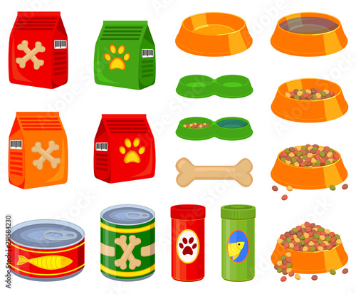 16 colorful cartoon pet food elements set