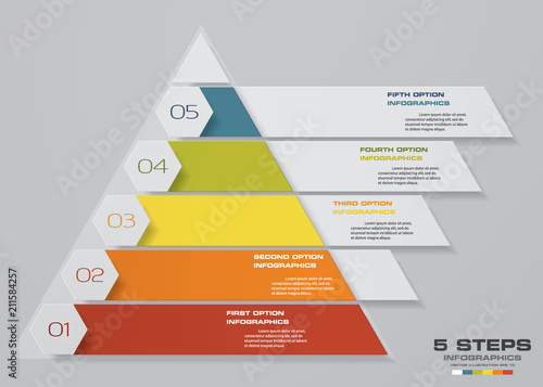 5 steps pyramid with free space for text on each level. infographics, presentations or advertising. EPS10.