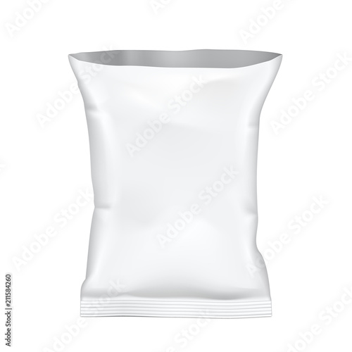 Open White Blank Foil Food Snack Sachet Bag