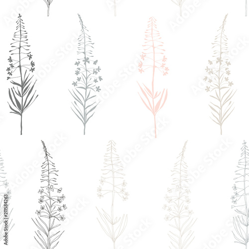 Vector floral seamless pattern with hand drawn  summer wild  flowers.