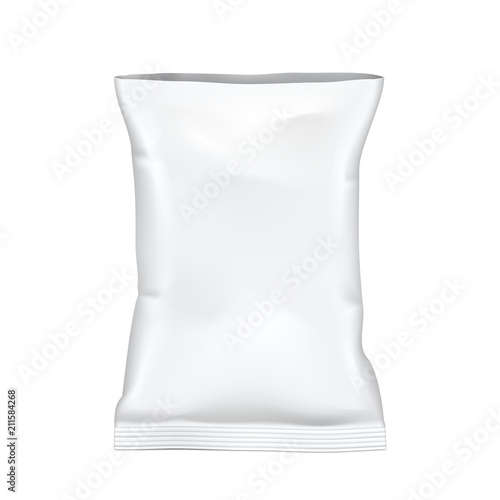 Open White Blank Foil Food Snack Sachet Bag
