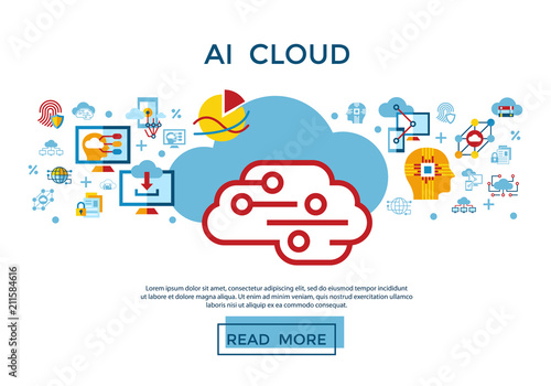 Digital vector artificial intelligence cloud icon