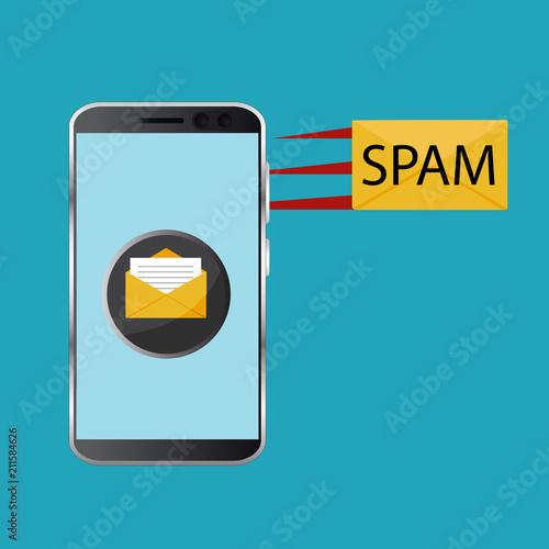 Spam data concept. Vector illustration. Attention spam message.