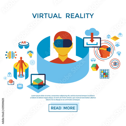 Augmented and virtual reality icons set