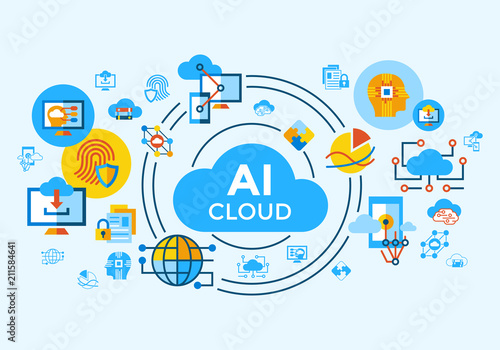 Digital vector artificial intelligence cloud icon