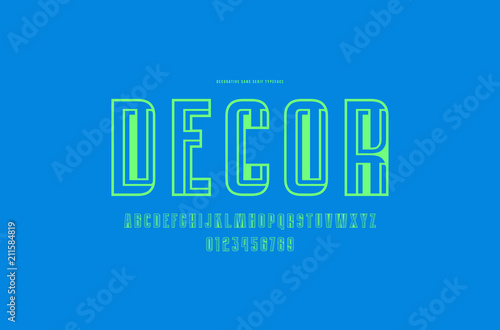 Decorative hollow sans serif font with interweaving stripes