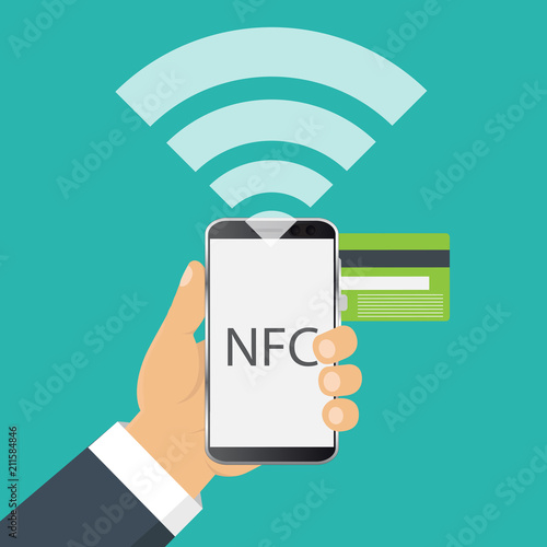 Vector icon. NFC touch payment concept.