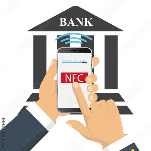 Vector icon. NFC touch payment concept.