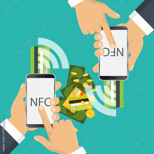 Vector icon. NFC touch payment concept.