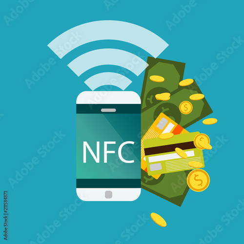 Vector icon. NFC touch payment concept.