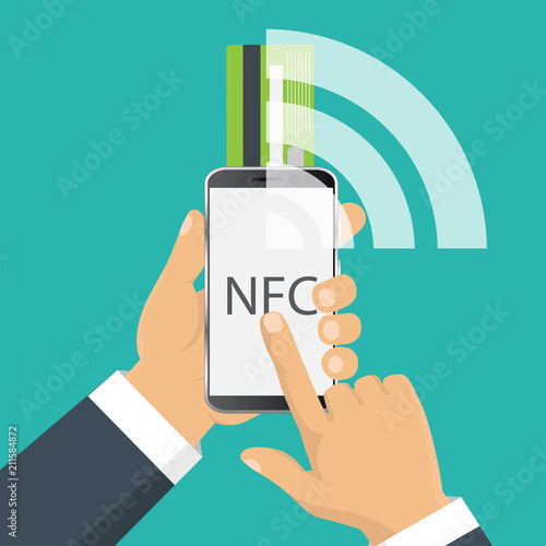 Vector icon. NFC touch payment concept.