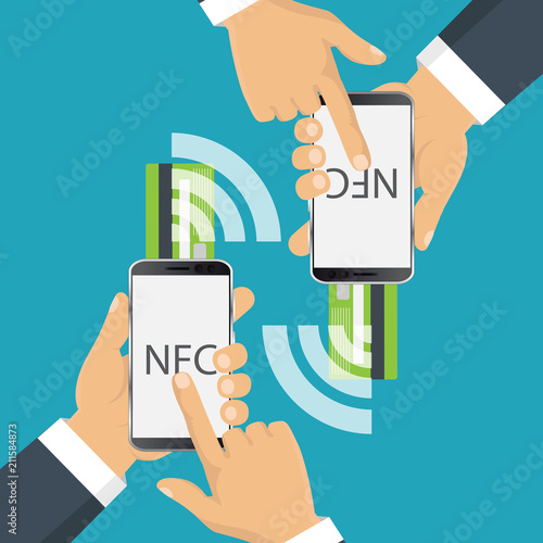 Vector icon. NFC touch payment concept.