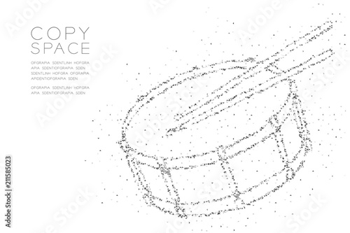Abstract Geometric Low polygon square box pixel and Triangle pattern Snare drum with drumstick shape, music concept design black color illustration on white background with copy space, vector eps 10