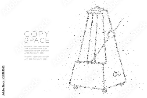 Abstract Geometric Square box pixel and Triangle pattern Metronome shape, music concept design black color illustration on white background with copy space, vector eps 10