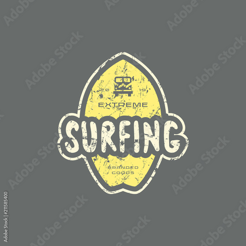 Emblem with rough texture for surfing club