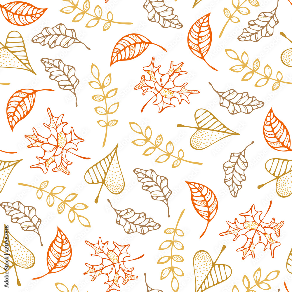 Vector seamless pattern of autumn leaves. Vector seamless pattern of autumn leaves.