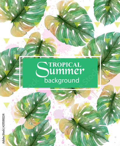 Summer Tropic palm leaves Vector. Exotic hot background illustrations